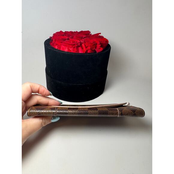 Louis Vuitton Damier Ebene Caissa Wallet w/Ballerine Pink Interior - Picture 12 of 16